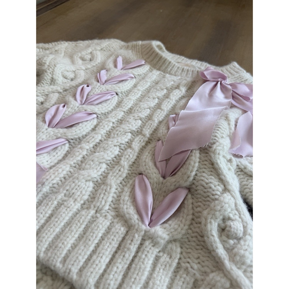 Loveshackfancy Parson Pullover Sweater Ivory Size Small Alpaca Wool Blend - Picture 9 of 10